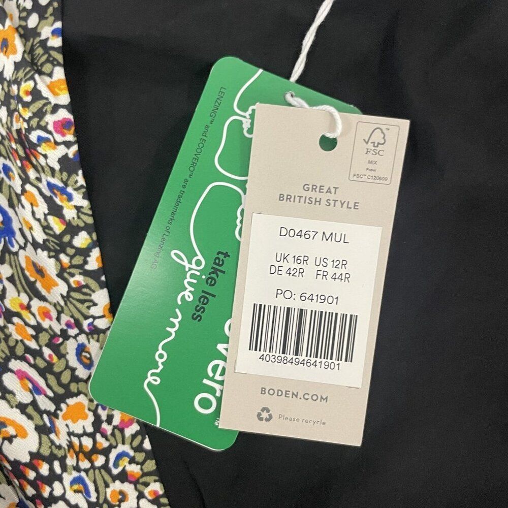 Boden Womens Midi Dress UK 16 US 12 Multicolor Floral Satin Tea V-Neck D0467 NWT - Picture 8 of 11